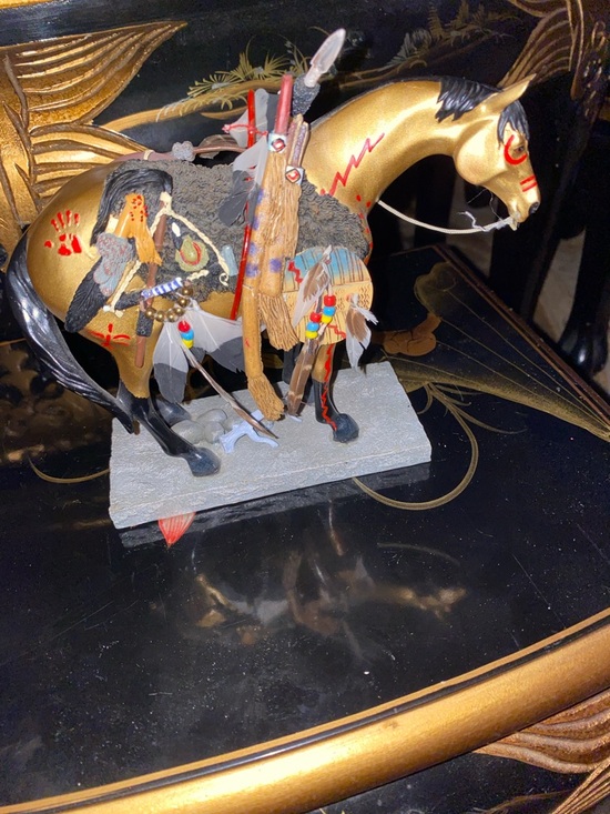 The Trail Of Painted Ponies Other - The Trail Of Painted Ponies Medicine Gold and Black Native Warrior Horse Figuri